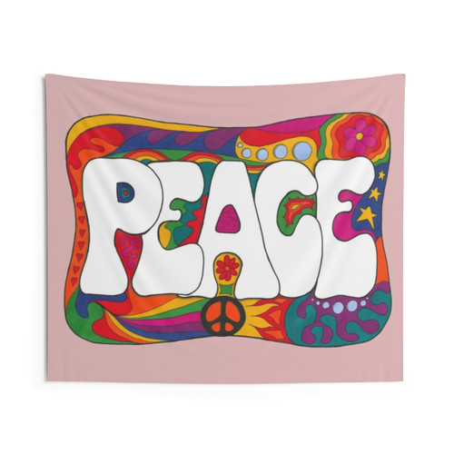 Psychedelic Peace and Love Tapestry