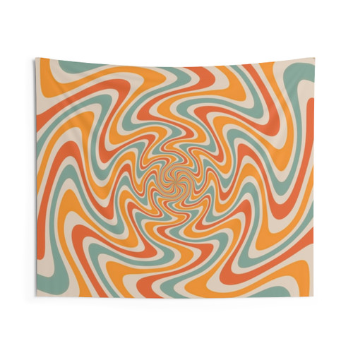 Retro Swirl 70s Psychedelic Tapestry
