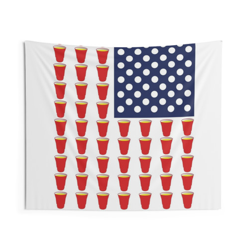 Beer Pong USA Flag Tapestry for Game Room Decor
