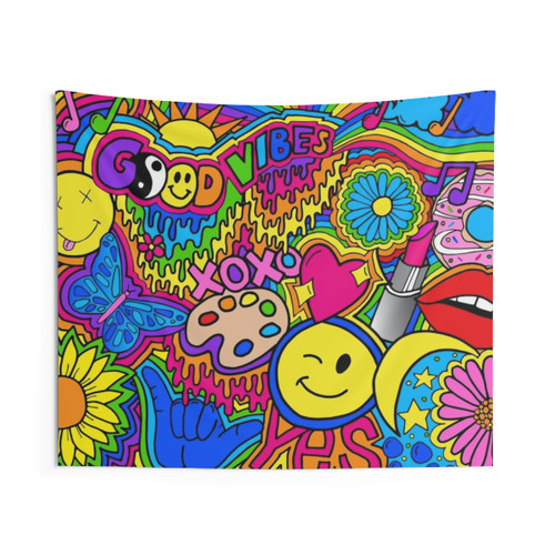 Vibrant Hippie Vibes Tapestry Wall Hanging