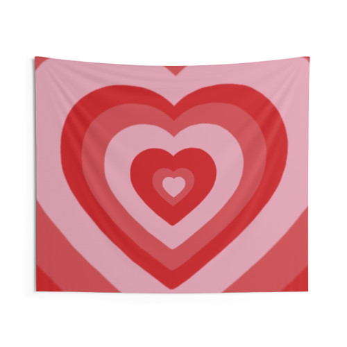 Retro Heart Tapestry with Red Layered Heart Design