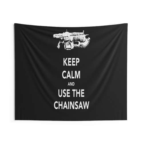 Gamer Tapestry with Keep Calm and Use the Chainsaw Design