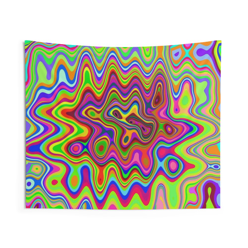 Psychedelic Glowing Colors Pattern Tapestry Wall Hanging
