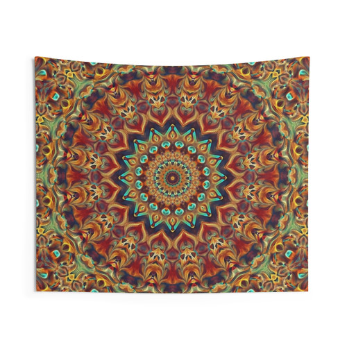 Flower of Life Mandala Tapestry in Red Clay