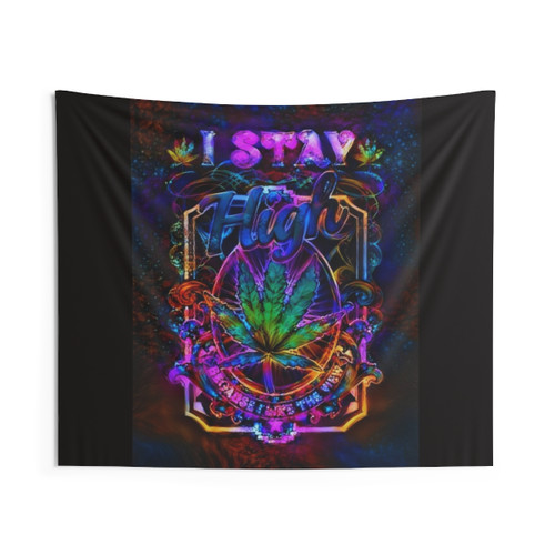 Vibrant Cannabis Leaf Tapestry