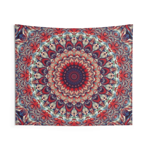 Flower of Life Mandala Tapestry in Sangria Colors