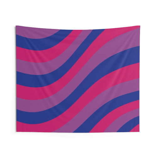 Vibrant Bisexual Pride Tapestry with Liquid Swirl Abstract Art Design