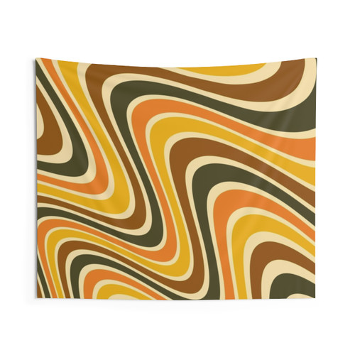 Retro 70s Sunset Wavy Tapestry Wall Hanging