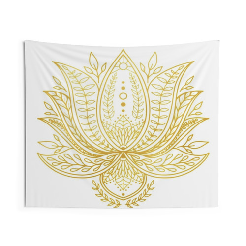 Botanical Lotus Gold Tapestry