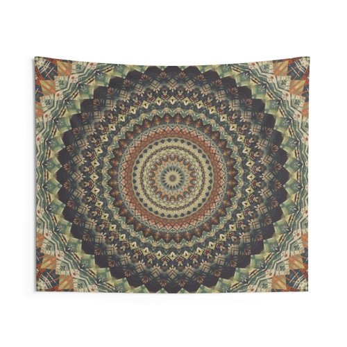 Colorful Mandala Tapestry with Flower of Life Design
