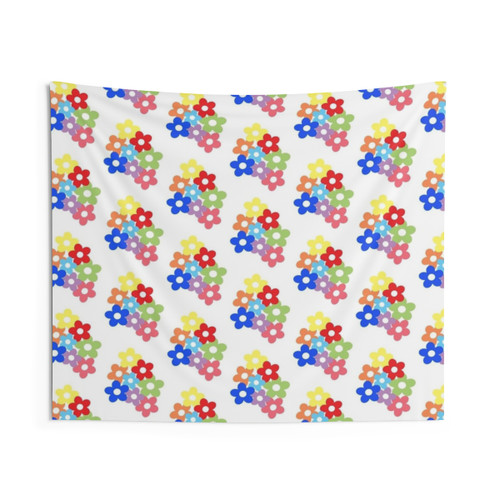 Vibrant 70s Floral Tapestry Wall Hanging