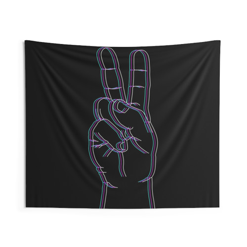 Peace tapestry with neon sign design