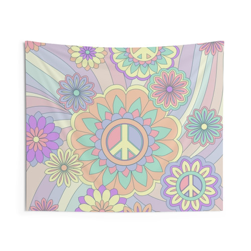 Sixties Hippie Flower Power Tapestry