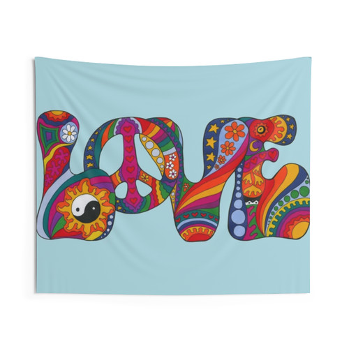 Psychedelic Love Tapestry - Vibrant Hippie Decor