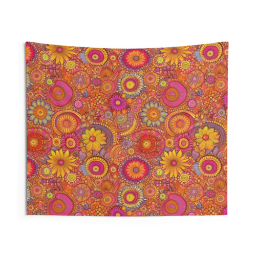 Retro Boho Hippie Daisy Flower Tapestry Wall Hanging