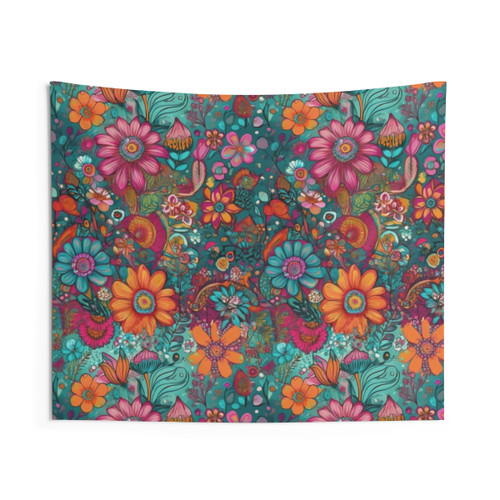 Retro Hippie Flower Child Tapestry