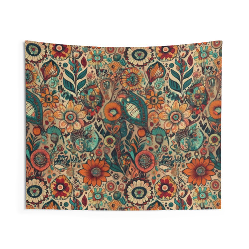 Retro Boho Hippie Tapestry with Earth Momma Vibe