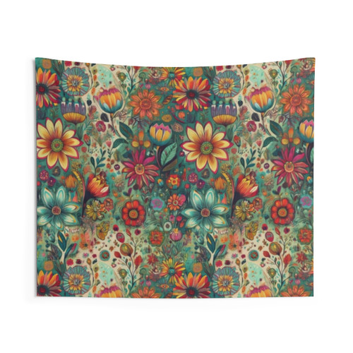 Retro Hippie Floral Tapestry Wall Hanging