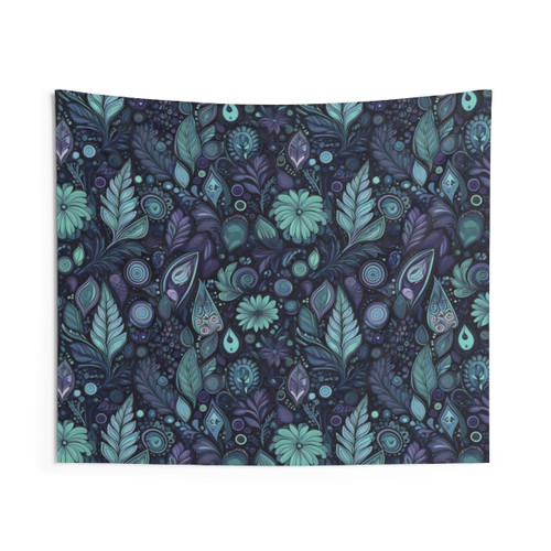 Retro Boho Starlit Leaves Tapestry