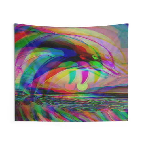 Psychedelic Dolphin Tapestry Wall Art