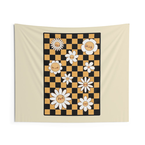 Groovy Hippie Daisy Print Tapestry