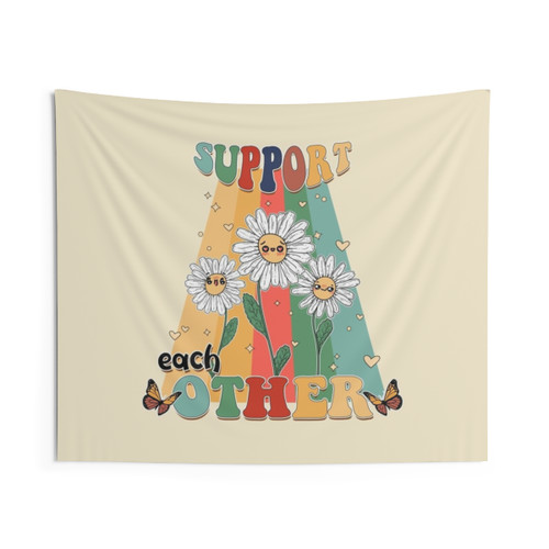 Boho Hippie Support Each Other Tapestry