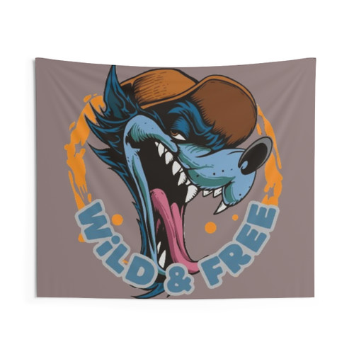 Wild and Free Boho Tapestry with Nature Inspired Typography