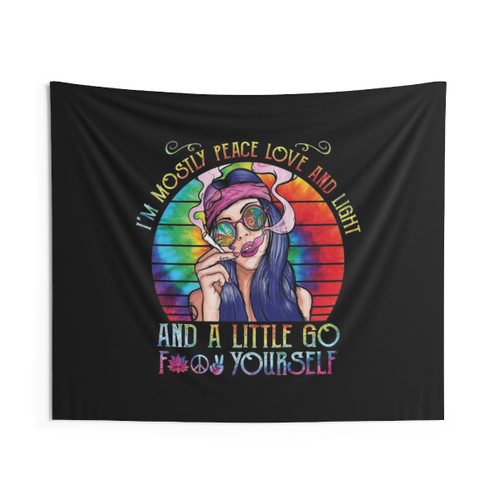 Hippie Girl Peace and Love Tapestry