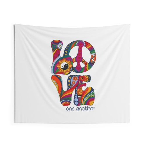 Hippie Flower Power Love Tapestry