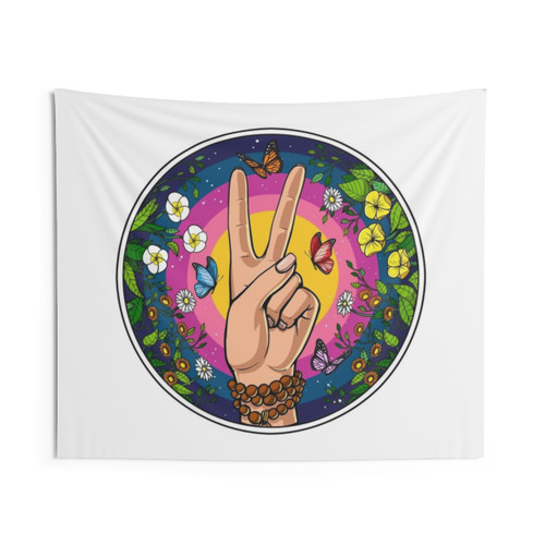 Boho Hippie Peace Sign Tapestry Wall Hanging