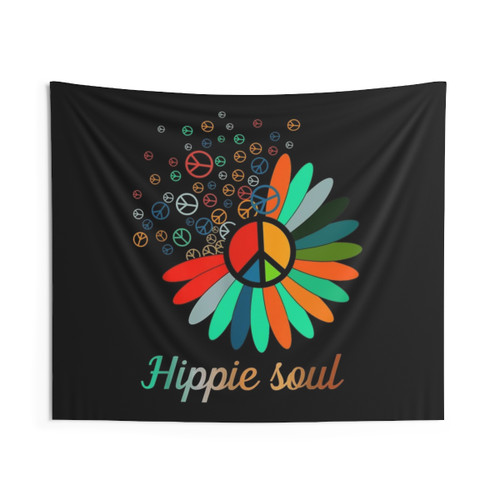 Boho Hippie Daisy Flower Peace Sign Tapestry