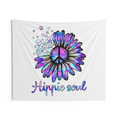 Psychedelic Daisy Peace Sign Tapestry