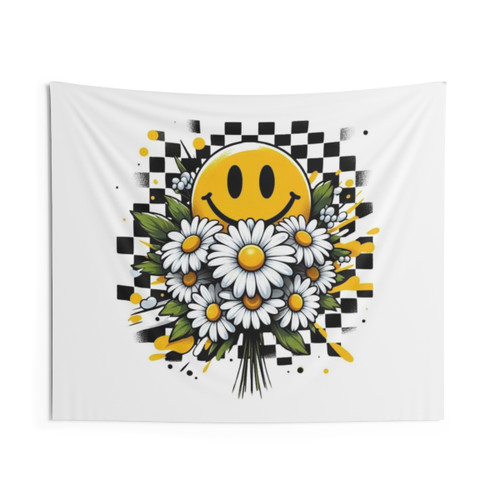 Vintage Daisy Smiley Face Tapestry