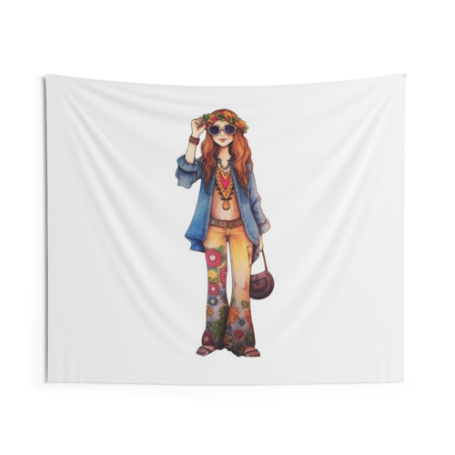 Cute Hippie Girl Tapestry Wall Hanging