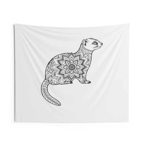 Ferret Mandala Tapestry with Intricate Patterns