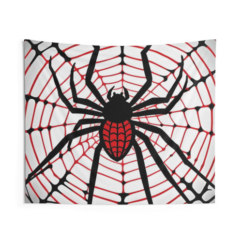 Spider Web Mandala Tapestry in Red and Black