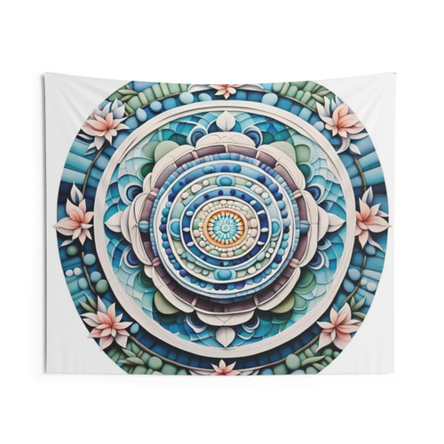 Floral mandala tapestry for relaxation and meditation