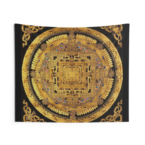 Buddhist Mandala Golden OM Tapestry