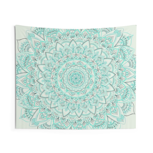 Mint Green Mandala Tapestry Wall Hanging