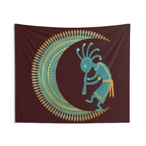 Native American Kokopelli Mandala Half Moon Tapestry