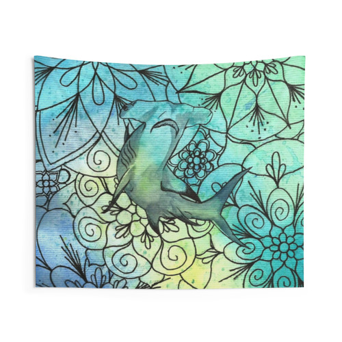Hammerhead Mandala Tapestry - Vibrant Watercolor Wall Art