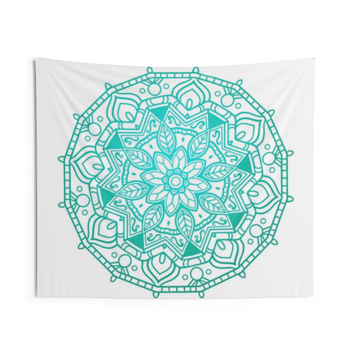 Teal Mandala Tapestry Wall Hanging