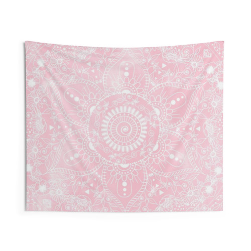 Elegant White Mandala Flower Tapestry