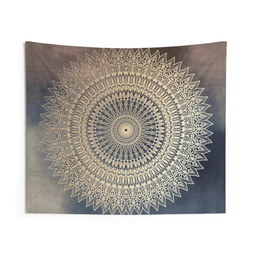 Watercolor Mandala Tapestry with Desert Sun Design