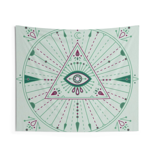 Mint Evil Eye Mandala Tapestry
