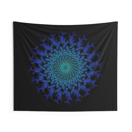 Tribal Hammerhead Shark Mandala Tapestry