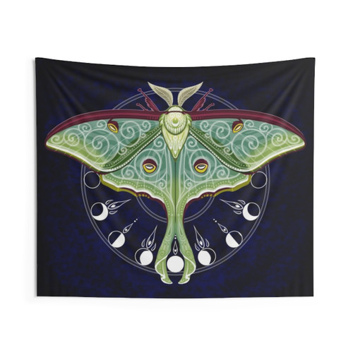 Tribal Luna Moth Mandala Tapestry Wall Hanging