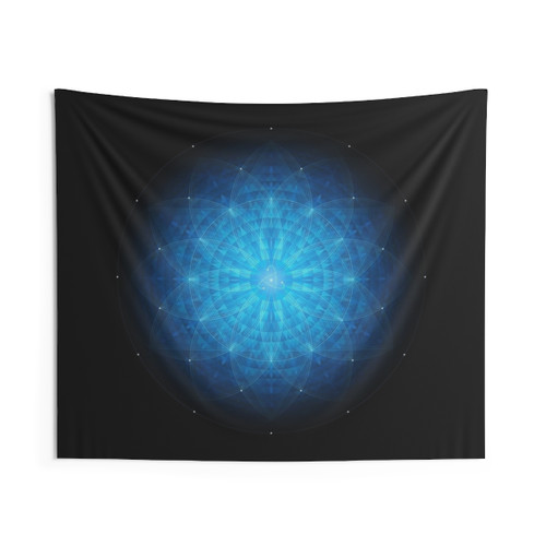 Enigma Blue Mandala Tapestry - Sacred Geometry Art