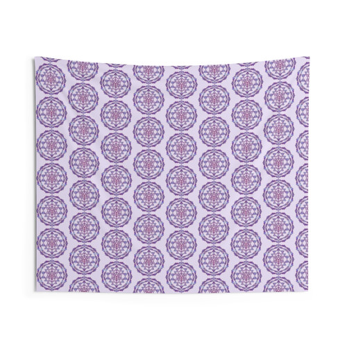 Purple Sri Yantra Lotus Mandala Hindu Tapestry