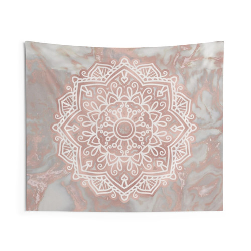 Rose Gold Mandala Marble Tapestry